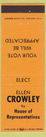Matchbook Cover - Ellen Crowley House of Representatives Laramie County WY