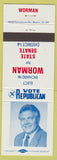 Matchbook Cover - Richard W Worman State Senate Indiana IN