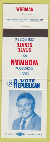 Matchbook Cover - Richard W Worman State Senate Indiana IN