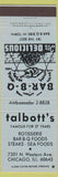 Matchbook Cover - Talbott's BBQ Chicago IL