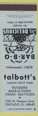 Matchbook Cover - Talbott's BBQ Chicago IL