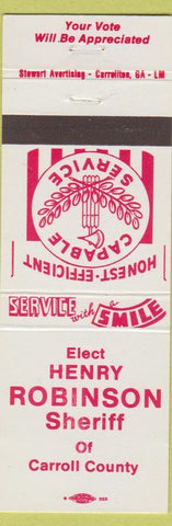 Matchbook Cover - Henry Robinson Sheriff Carroll County