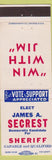 Matchbook Cover - James Seacrest Sheriff Election Democrat