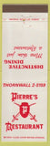Matchbook Cover - Pierre's Restaurant French