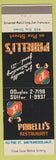 Matchbook Cover - Panelli's Restaurant San Francisco CA