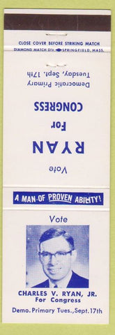 Matchbook Cover - Charles V Ryan Congress Springfield MA