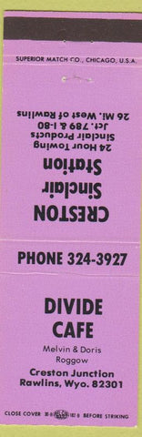 Matchbook Cover - Divide Cafe Rawlins WY Creston Sinclair oil gas