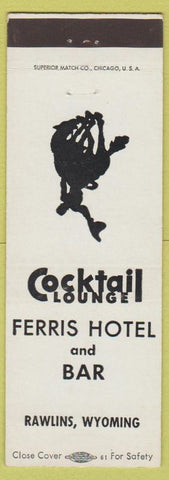 Matchbook Cover - Ferris Hotel Bar cowboy Rawlins WY
