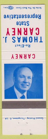 Matchbook Cover - Thomas J Carney State Representative