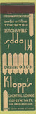 Matchbook Cover - Klopp's Steak House Los Angels CA CROWN