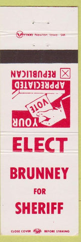 Matchbook Cover - Brunney for Sheriff