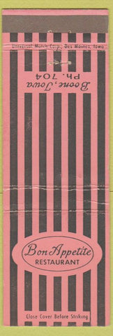 Matchbook Cover - Bon Appetite Restaurant Boone IA