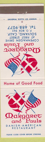 Matchbook Cover - Margaret and Pauls Solvang CA Danish