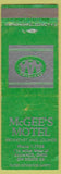 Matchbook Cover - McGee's Motel Alliance OH WEAR
