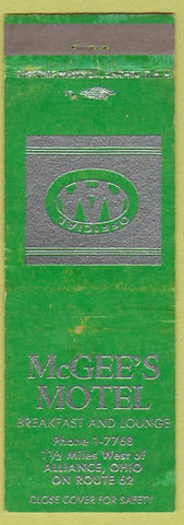 Matchbook Cover - McGee's Motel Alliance OH WEAR