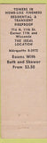 Matchbook Cover - Tower Hotel Milwaukee WI top hat