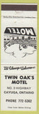 Matchbook Cover - Twin Oaks Motel Cayuga ON