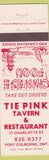 Matchbook Cover - Tie Pink Tavern Restaurant Port Colborne ON Chinese