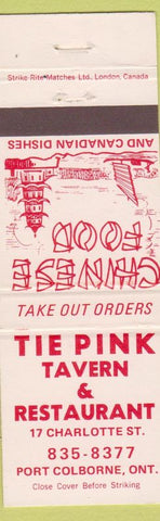 Matchbook Cover - Tie Pink Tavern Restaurant Port Colborne ON Chinese