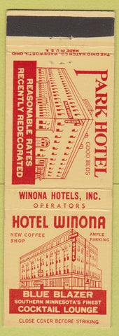 Matchbook Cover - Hotel Winona MN Park Hotel yellow