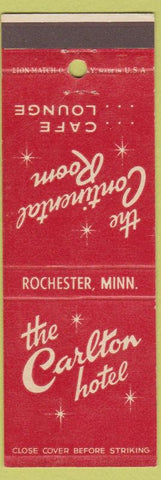 Matchbook Cover - Carlton Hotel Rochester MN Continental Room