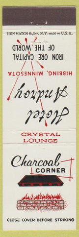 Matchbook Cover - Charcoal Corner Hotel Androy Hibbing MN