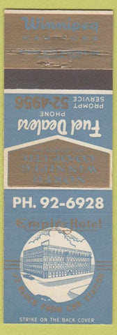 Matchbook Cover - North Winnipeg COOP oil gas Empire Hotel MB blue gold