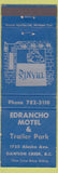 Matchbook Cover - Edrancho Motel Trailer Park Dawson Creek BC WEAR