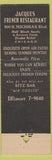 Matchbook Cover - Jacques French Restaurant Chicago IL Feature Ritz Bar
