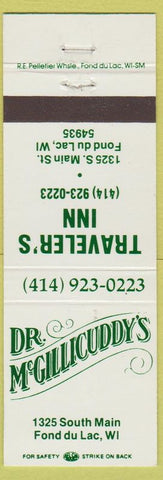 Matchbook Cover - Dr McGillicuddy's Fond Du Lac WI Traveler's Inn