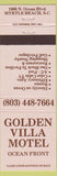 Matchbook Cover - Golden Villa Motel Myrtle Beach SC