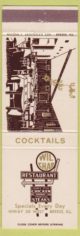 Matchbook Cover - Wil Char Restaurant Breese IL