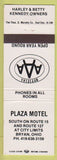 Matchbook Cover - Plaza Motel Bryan OH
