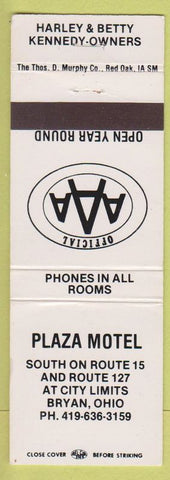 Matchbook Cover - Plaza Motel Bryan OH