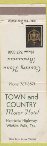 Matchbook Cover - Town and Country Motor Hotel Wichita Falls TX WEAR