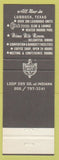Matchbook Cover - South Park Inn Lubbock TX