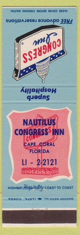 Matchbook Cover - Nautilus Congress Inn Cape Coral FL