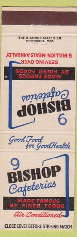 Matchbook Cover - Bishop Cafeterias Omaha Des Moines Peoria Rockford