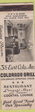 Matchbook Cover - Colorado Grill Colorado Springs