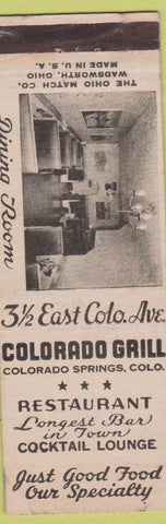 Matchbook Cover - Colorado Grill Colorado Springs