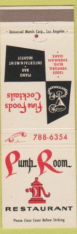 Matchbook Cover - Pump Room Restaurant Sherman Oaks CA