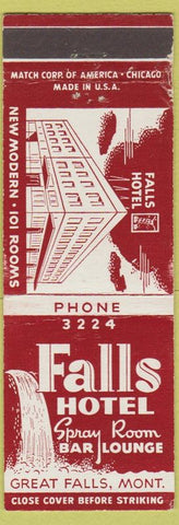 Matchbook Cover - Falls Hotel Great Falls MT