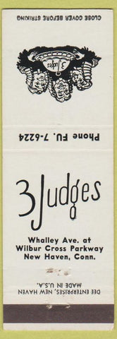 Matchbook Cover - 3 Judges New Haven CT