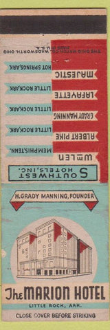 Matchbook Cover - Marion Hotel Little Rock aR H Grady Manning