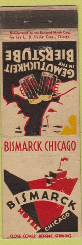Matchbook Cover - Bismarck Hotel Chicago IL beer girlie WORN