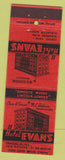 Matchbook Cover - Hotel Evans Vandalia IL