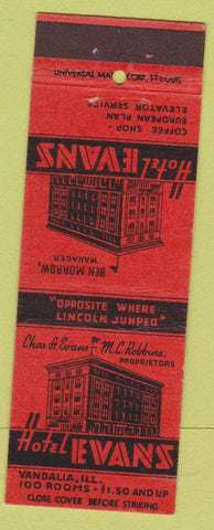 Matchbook Cover - Hotel Evans Vandalia IL