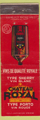 Matchbook Cover - Chateau Royal Sherry Vin Blanc Canada liquor