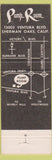 Matchbook Cover - Pump Room Sherman Oaks CA restaurant