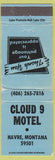 Matchbook Cover - Cloud 9 Motel Havre MT WEAR